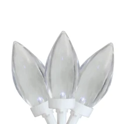 25 Count Pure White LED C9 Christmas Lights, 16 ft White Wire