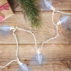 25 Count Pure White LED C9 Christmas Lights, 16 ft White Wire