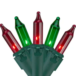 100 Count Red and Green Mini Christmas Lights - 28.75' Green Wire