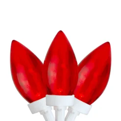 25 Count Red LED C9 Christmas Lights, 16 ft White Wire