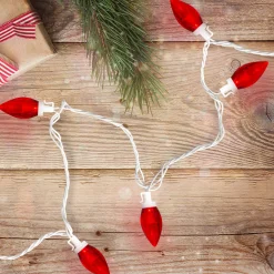 25 Count Red LED C9 Christmas Lights, 16 ft White Wire