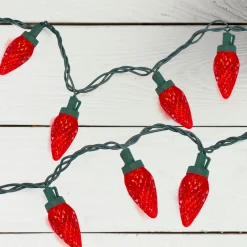 50 Count Red LED Faceted C9 Christmas Light Set, 20.25 ft Green Wire