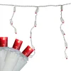 100 Count Red LED Wide Angle Icicle Christmas Lights, 5.5 ft White Wire