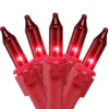 50 Count Red Mini Christmas Light Set, 10 ft Red Wire