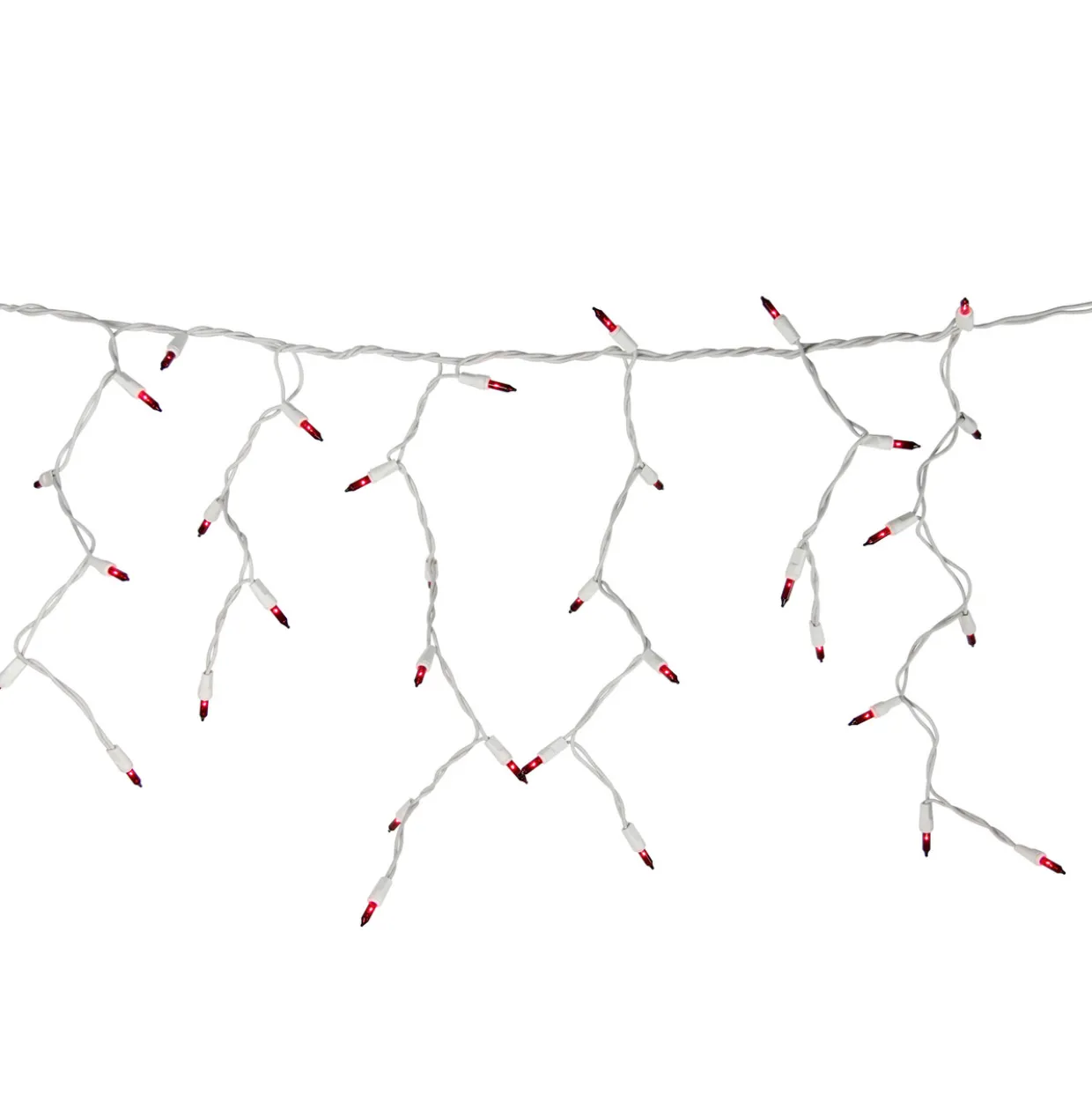 100 Count Red Mini Icicle Christmas Lights - 3.5 ft White Wire