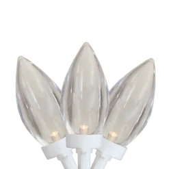 25 Count Warm White LED C9 Christmas Lights, 16 ft White Wire