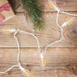 25 Count Warm White LED C9 Christmas Lights, 16 ft White Wire