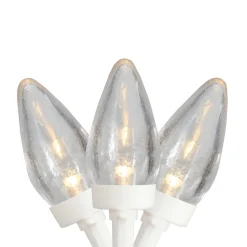 25 Count Warm White LED C7 Christmas Lights, 16 ft White Wire