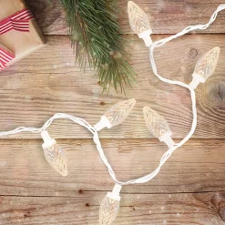 100 Count Warm White LED Faceted C9 Christmas Lights - 41 ft White Wire