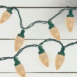 50 Count Warm White LED Faceted C9 Christmas Light Set, 20.25 ft Green Wire
