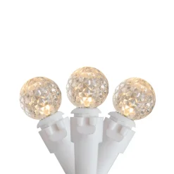 50 Count Warm White LED G12 Berry Mini Christmas Lights, 15.9 ft White Wire