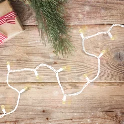 50 Count Warm White LED G12 Berry Mini Christmas Lights, 15.9 ft White Wire