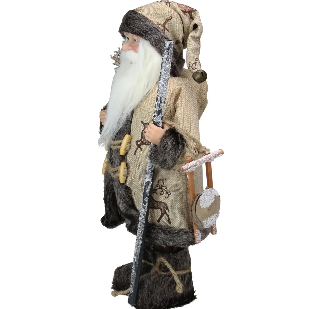 16.5" Country Rustic Santa Claus with Wooden Sled and Gifts Christmas Figure