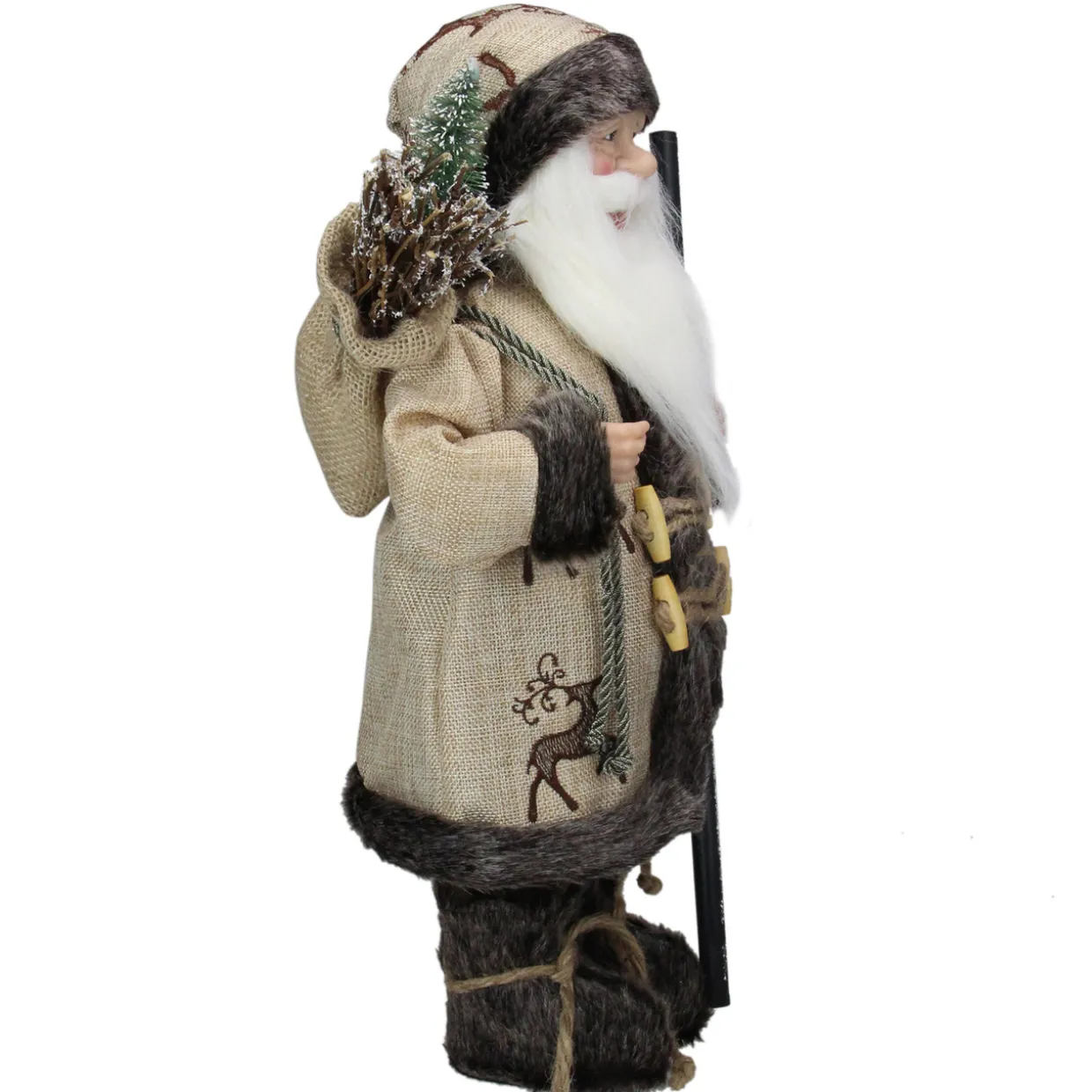 16.5" Country Rustic Santa Claus with Wooden Sled and Gifts Christmas Figure