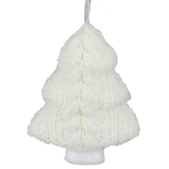 6" Cream Cable Knit Christmas Tree Shaped Ornament