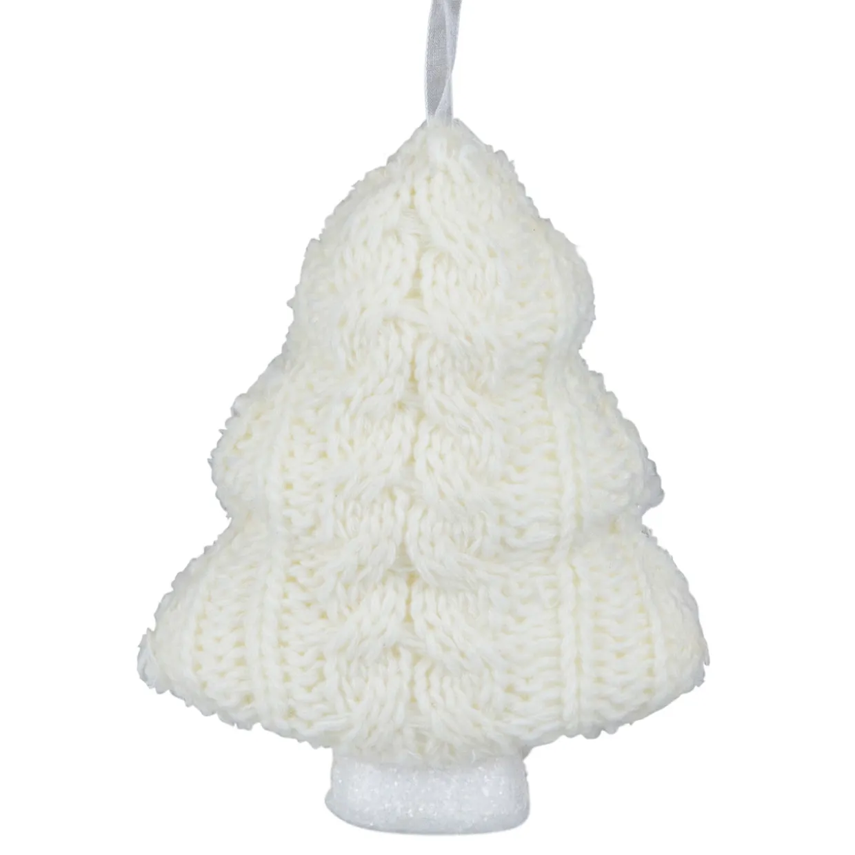 6" Cream Cable Knit Christmas Tree Shaped Ornament