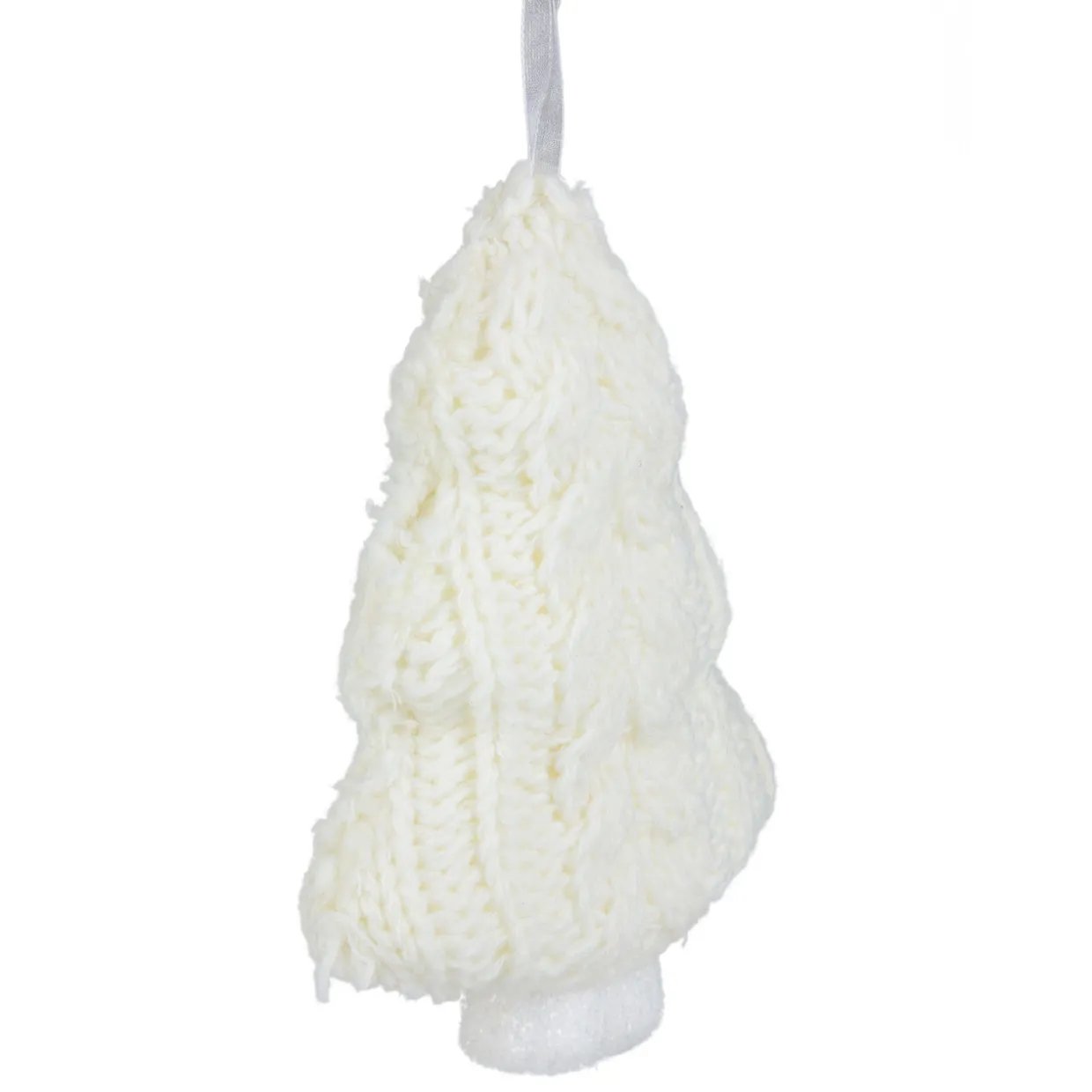 6" Cream Cable Knit Christmas Tree Shaped Ornament
