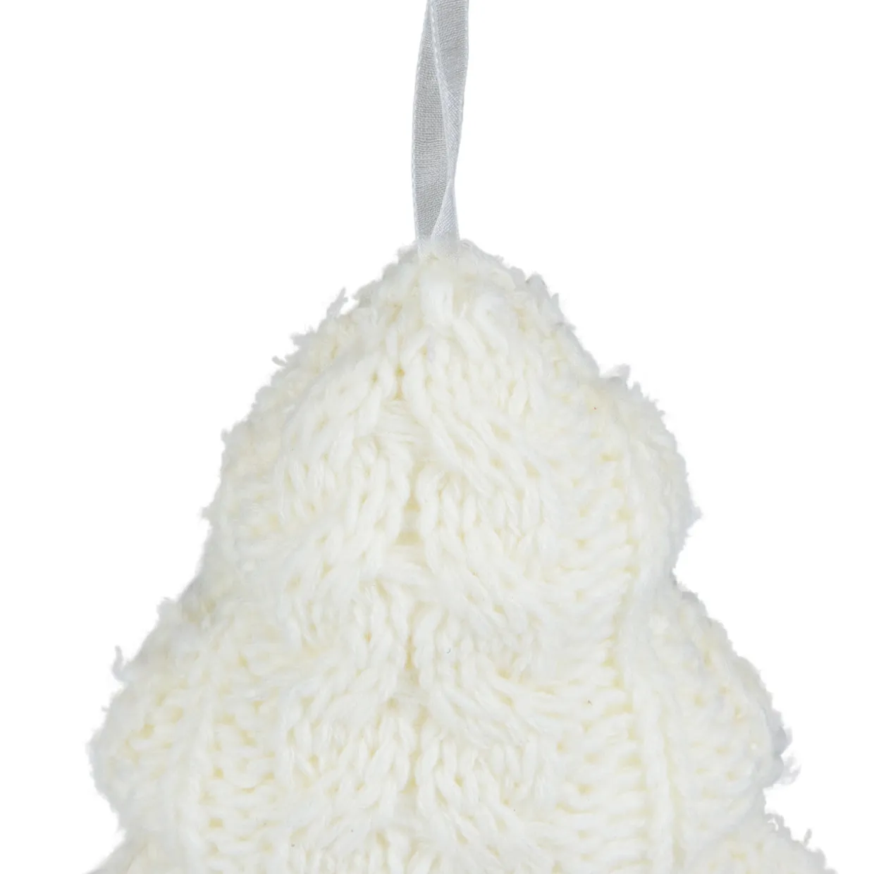 6" Cream Cable Knit Christmas Tree Shaped Ornament
