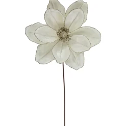 24" Cream Magnolia Glittered Christmas Stem Spray