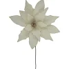24" Cream Poinsettia Christmas Stem Spray