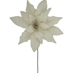 24" Cream Poinsettia Christmas Stem Spray