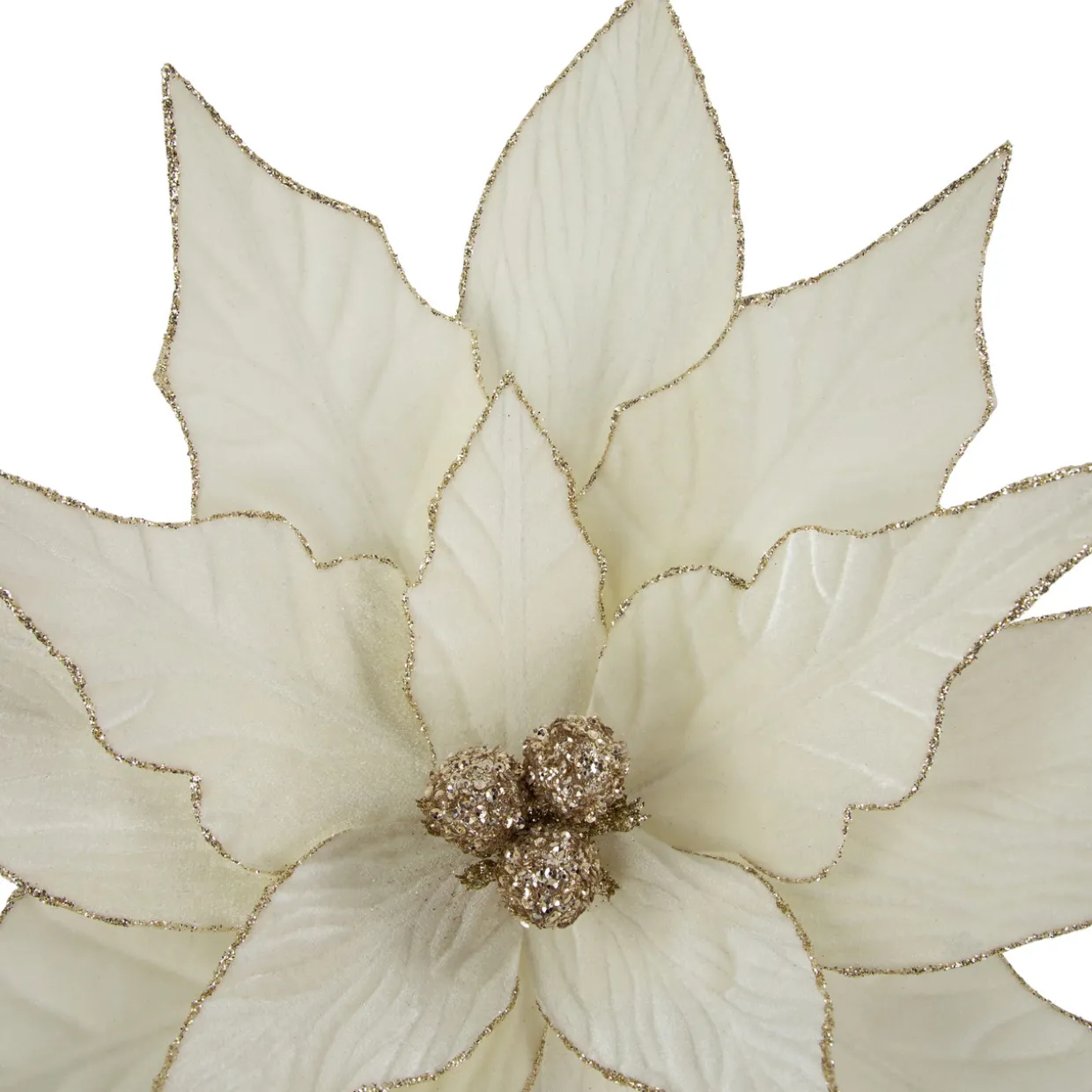 24" Cream Poinsettia Christmas Stem Spray