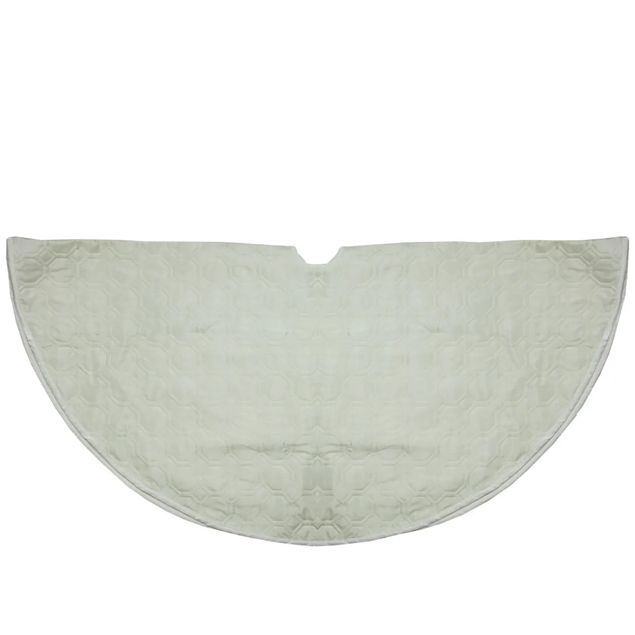 48" Cream Quilted Christmas Hexagon Tree Skirt with Velvety Trim