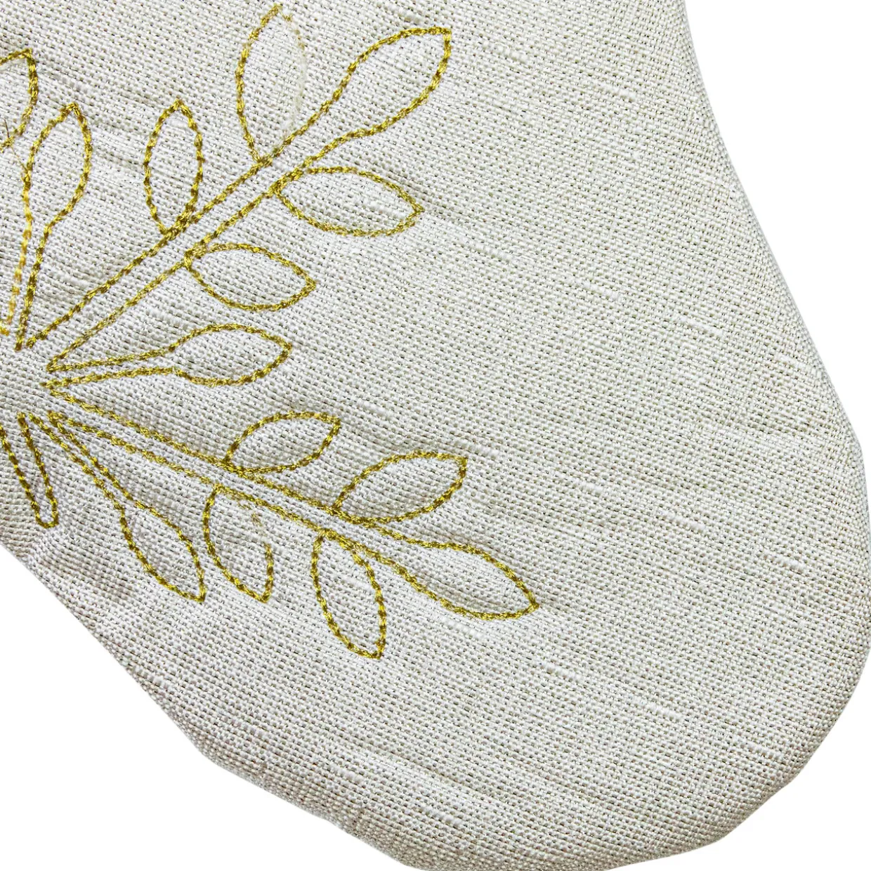 20" Cream with Gold Snowflakes Christmas Stocking with Faux Fur Cuff
