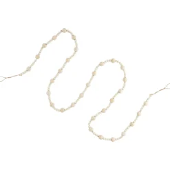 6' Cream Wooden Beads Christmas Garland, Unlit