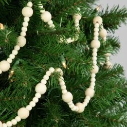 6' Cream Wooden Beads Christmas Garland, Unlit