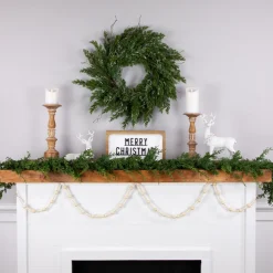 6' Cream Wooden Beads Christmas Garland, Unlit