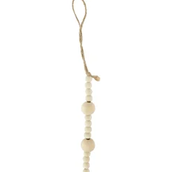 6' Cream Wooden Beads Christmas Garland, Unlit