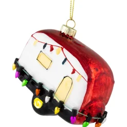 3" Decked Out Holiday Camper Glass Christmas Ornament