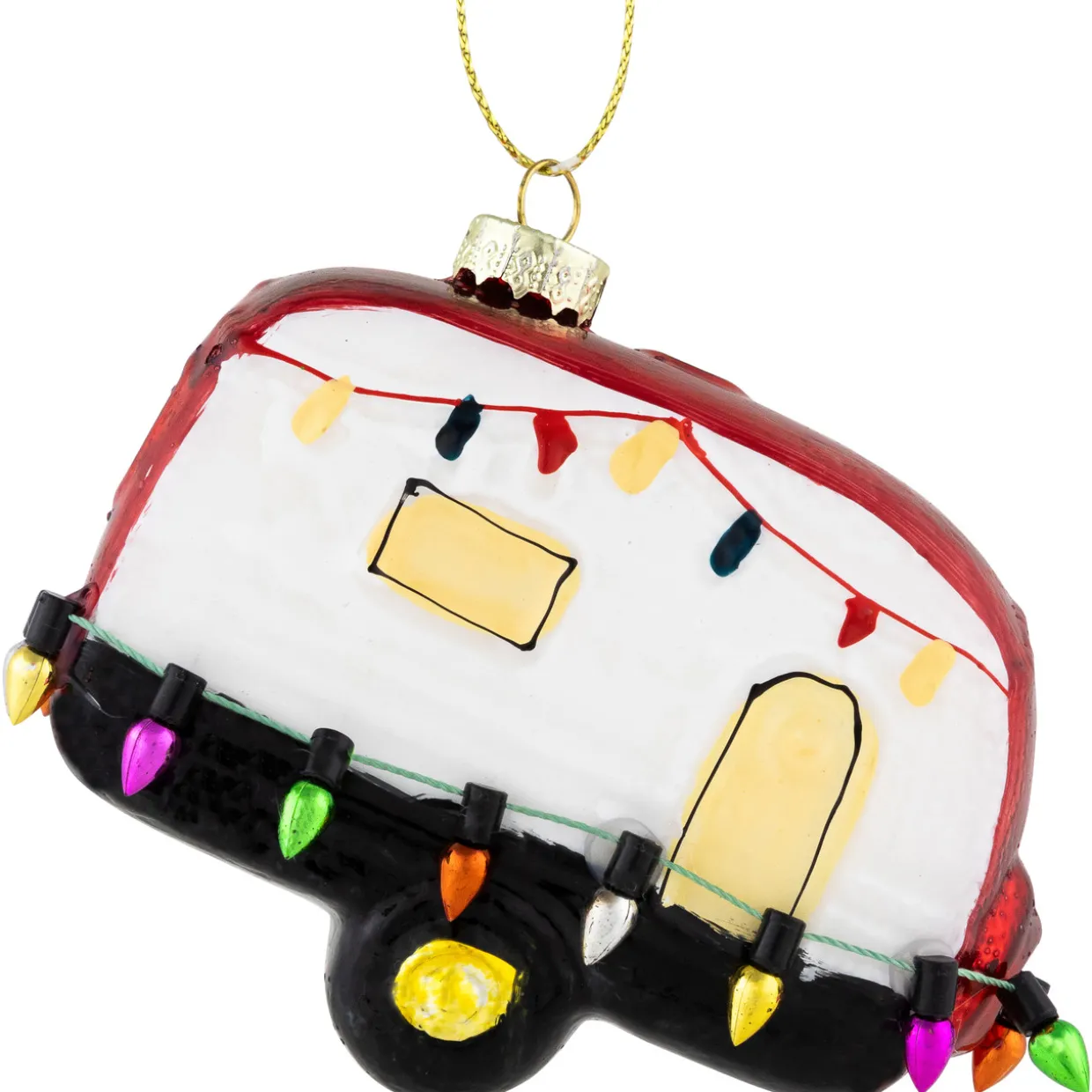 3" Decked Out Holiday Camper Glass Christmas Ornament