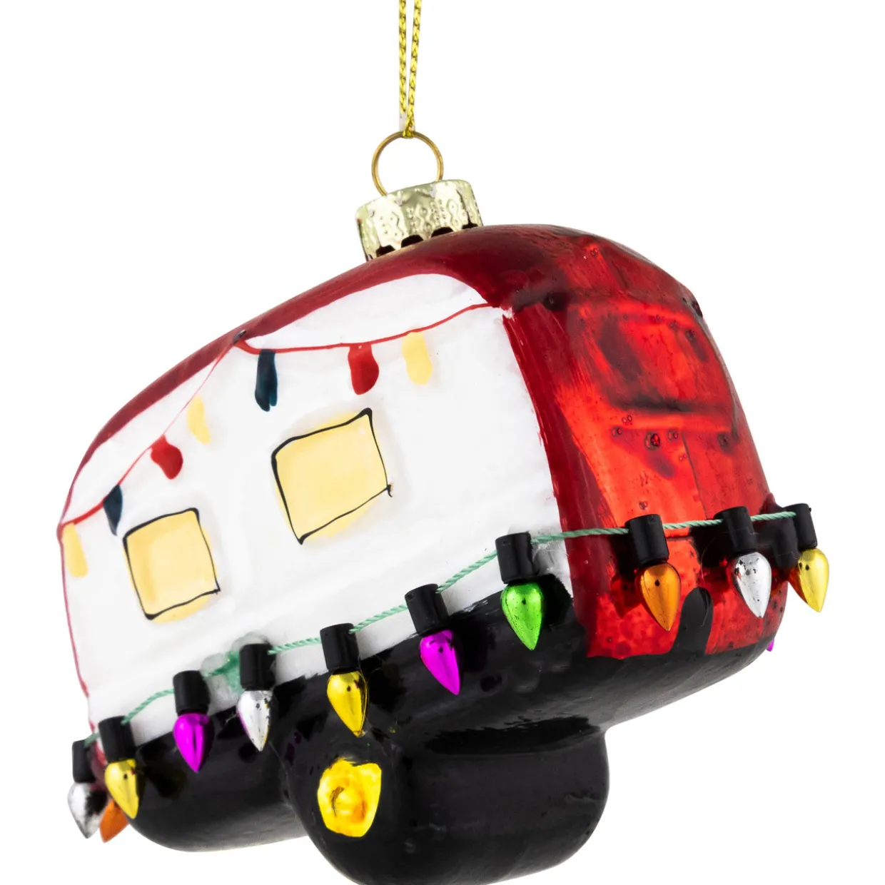 3" Decked Out Holiday Camper Glass Christmas Ornament