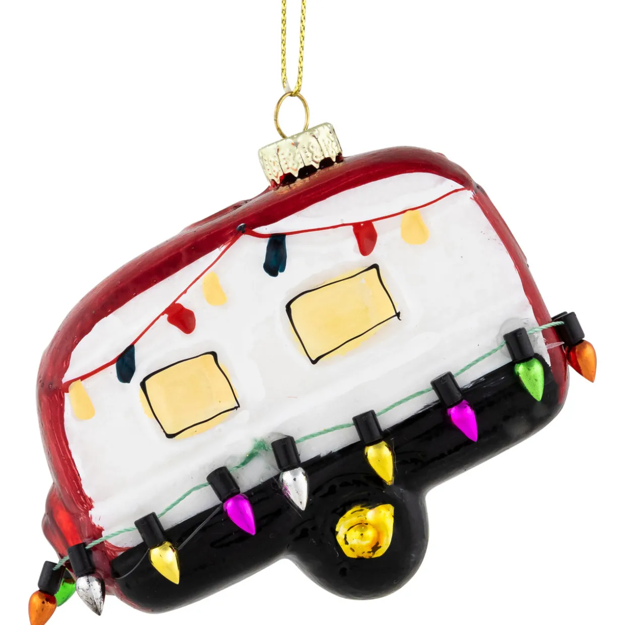 3" Decked Out Holiday Camper Glass Christmas Ornament