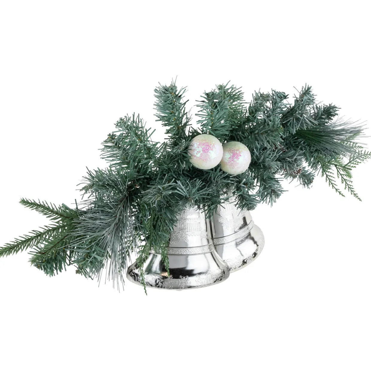 18" Decorated Pine Artificial Christmas Swag with Silver Bells