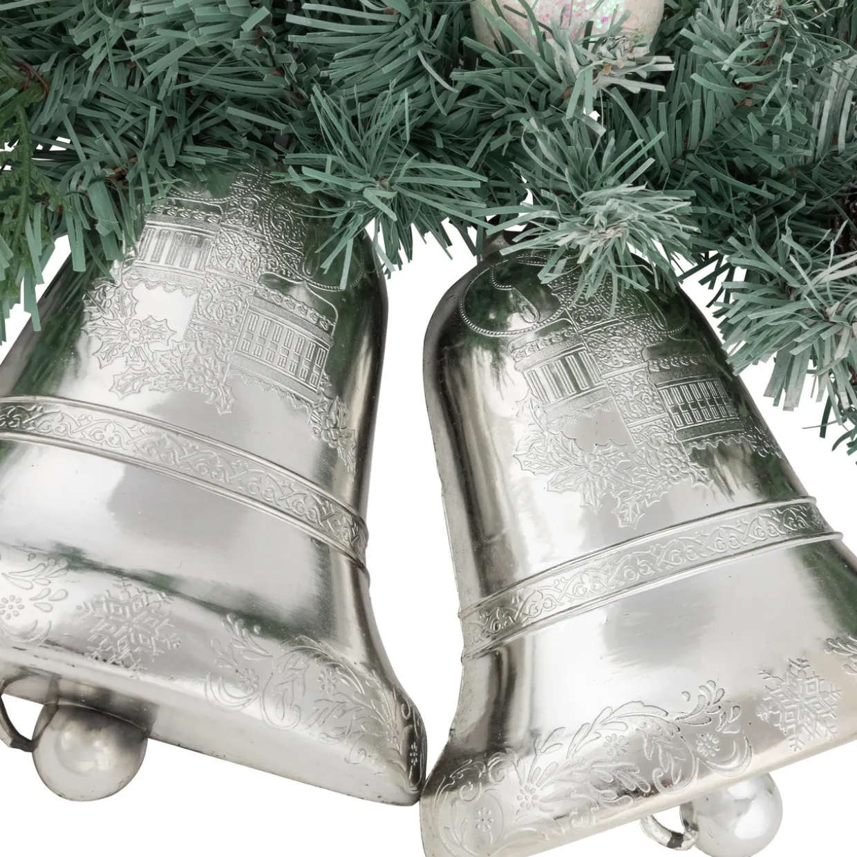 18" Decorated Pine Artificial Christmas Swag with Silver Bells