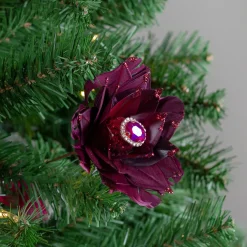 20.75" Deep Red Feather Peony Artificial Christmas Floral Pick