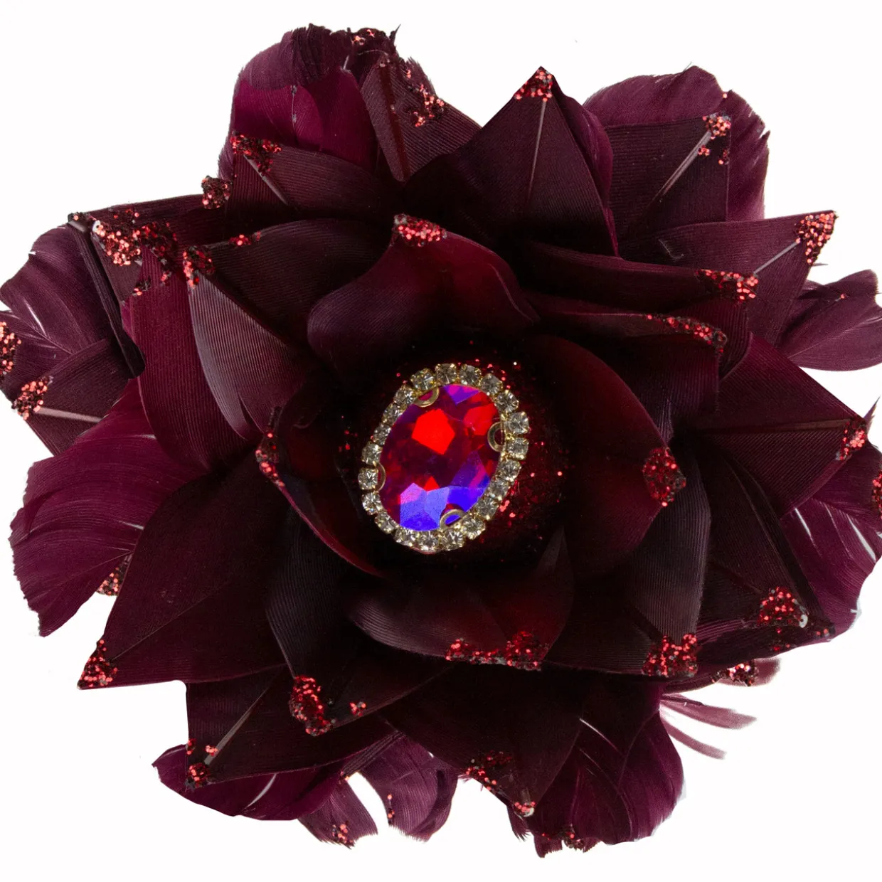 20.75" Deep Red Feather Peony Artificial Christmas Floral Pick