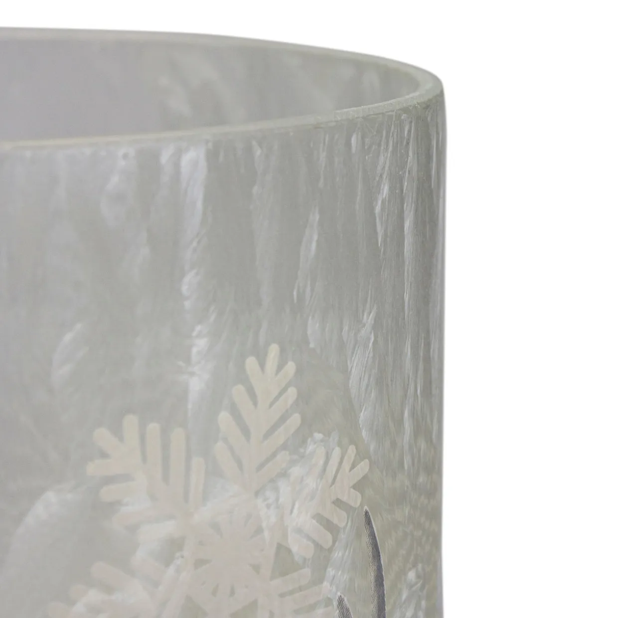 10" Deer, Pine and Snowflakes Hand Painted Flameless Glass Christmas Candle Holder