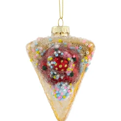 3" Double Layer Slice of Cake Glass Christmas Ornament