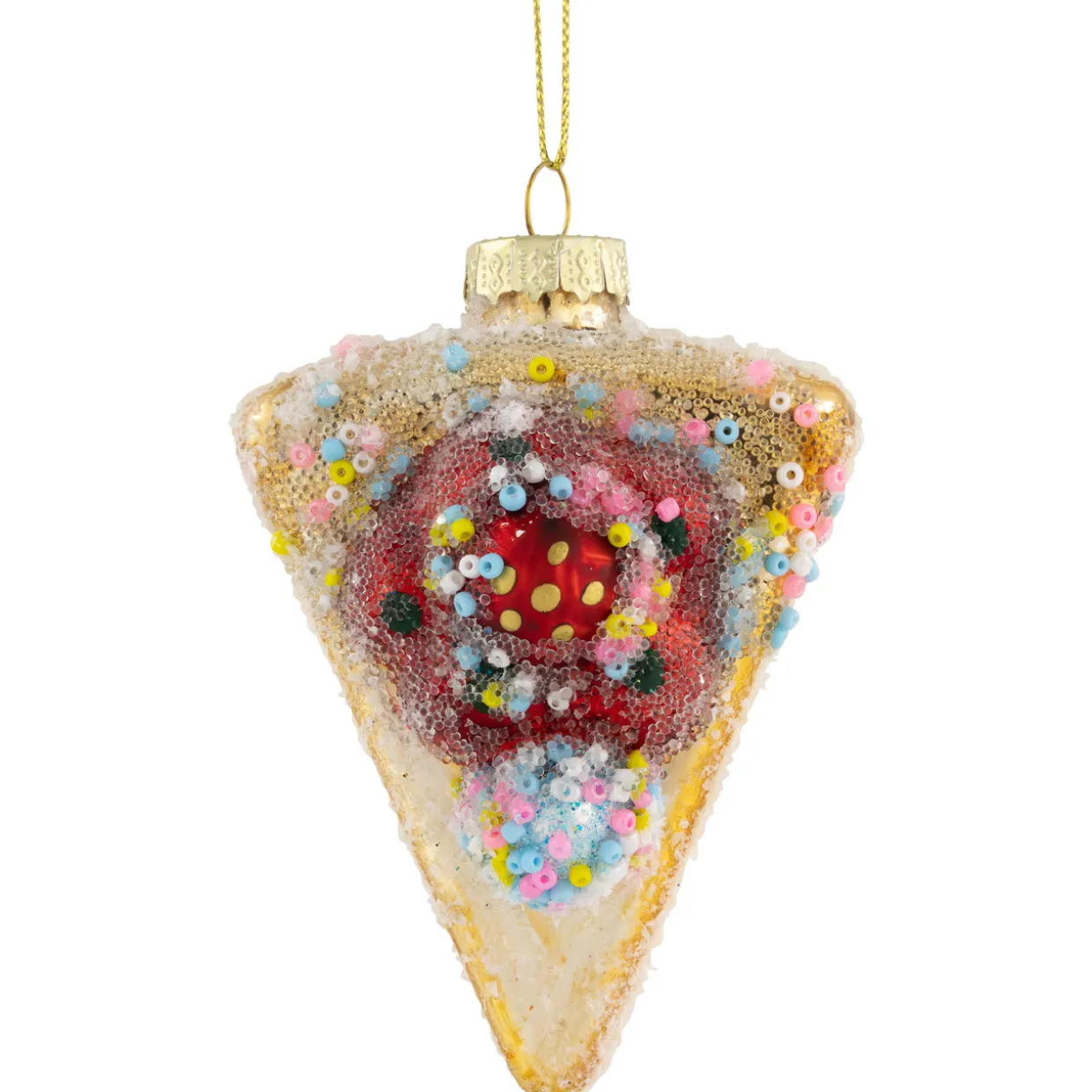 3" Double Layer Slice of Cake Glass Christmas Ornament