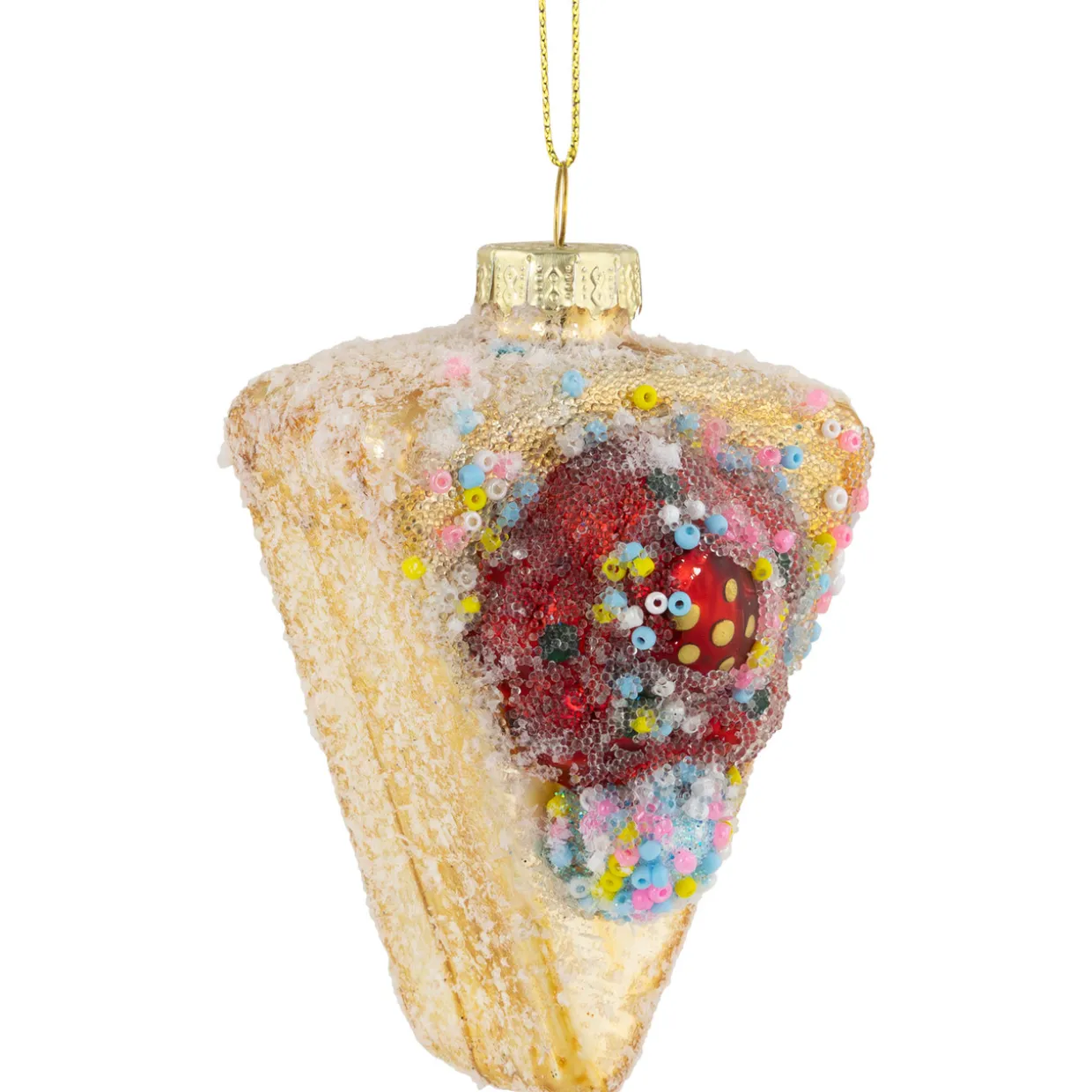 3" Double Layer Slice of Cake Glass Christmas Ornament
