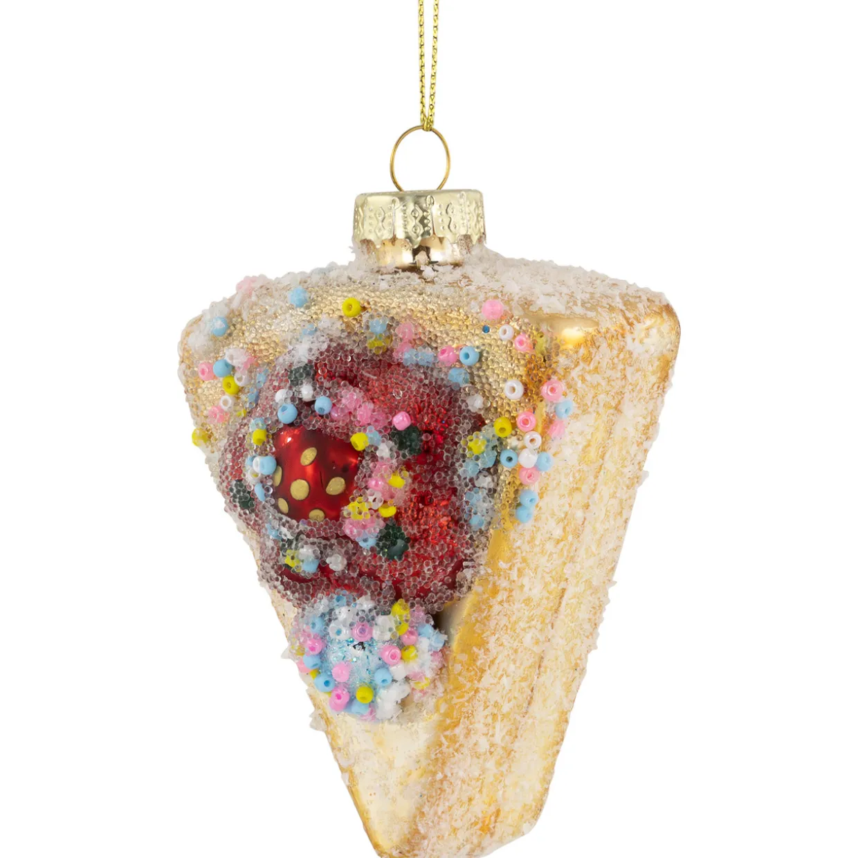 3" Double Layer Slice of Cake Glass Christmas Ornament