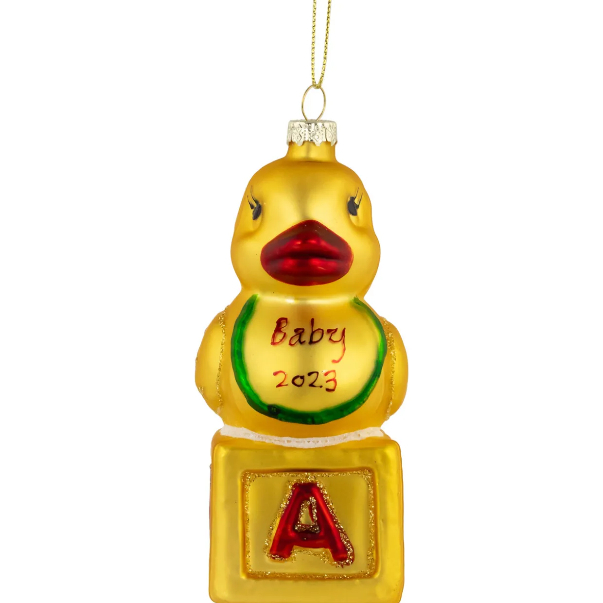 5" Ducky New Baby 2023 Glass Christmas Ornament