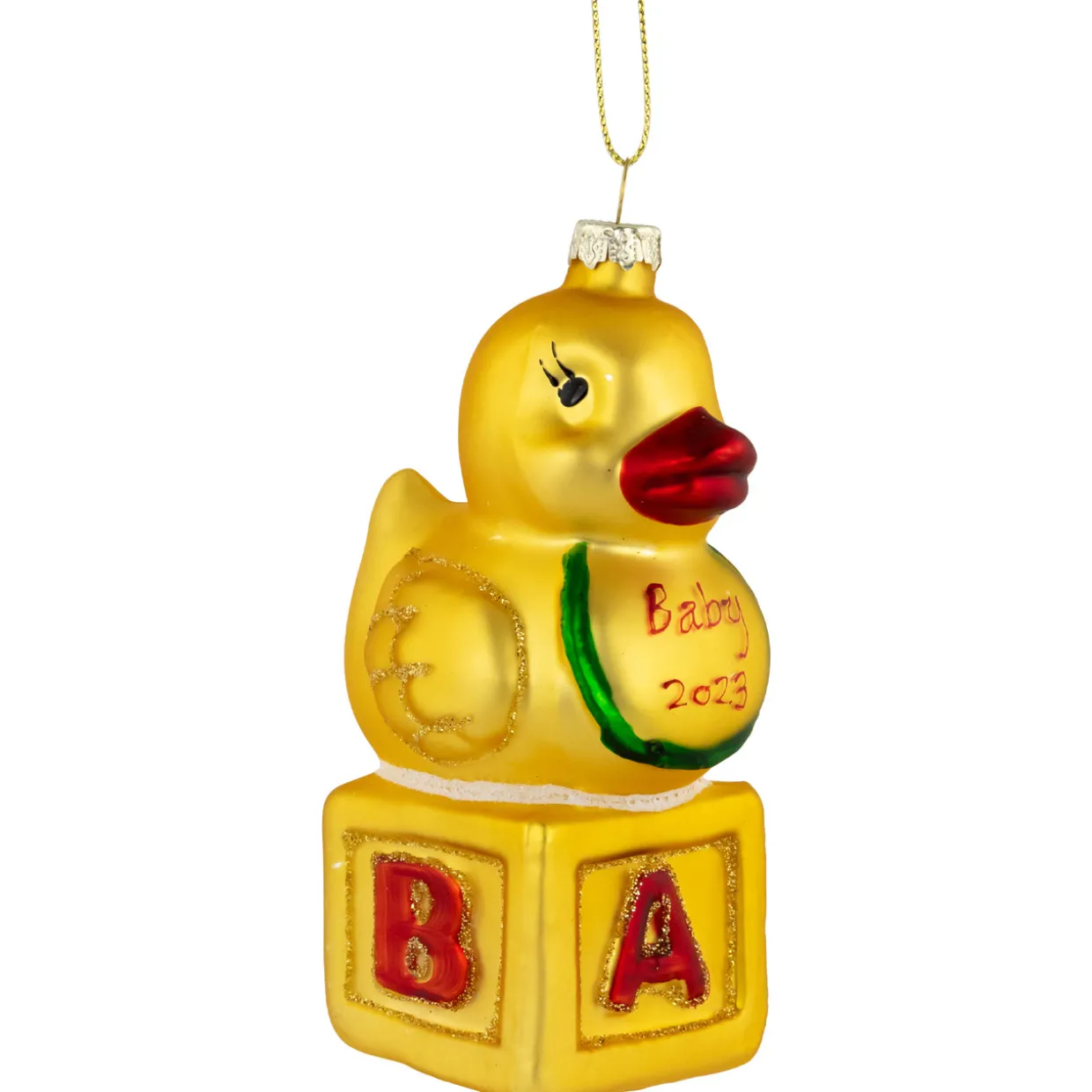 5" Ducky New Baby 2023 Glass Christmas Ornament