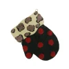 4" Eclectic Leopard Print and Polka Dot Mitten Christmas Ornament