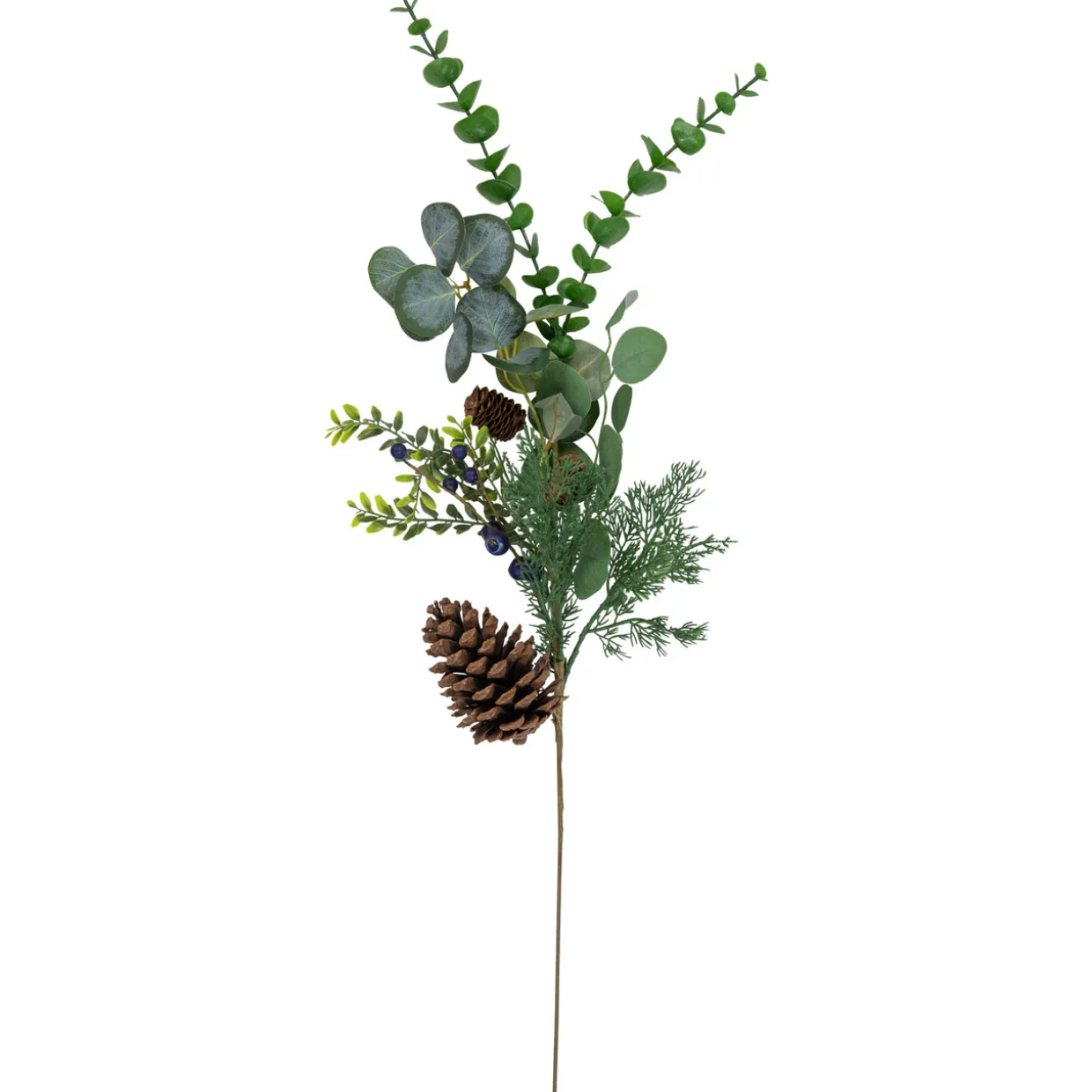 32" Eucalyptus, Pinecones and Blueberries Artificial Pine Christmas Spray