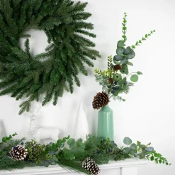 32" Eucalyptus, Pinecones and Blueberries Artificial Pine Christmas Spray